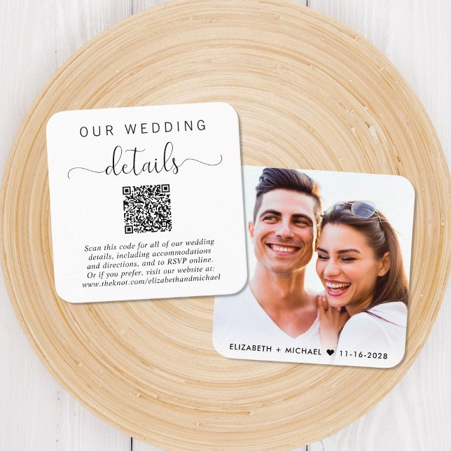 Tarjeta De Recepción Detalles elegantes del Boda de código QR (Subido por el creador)