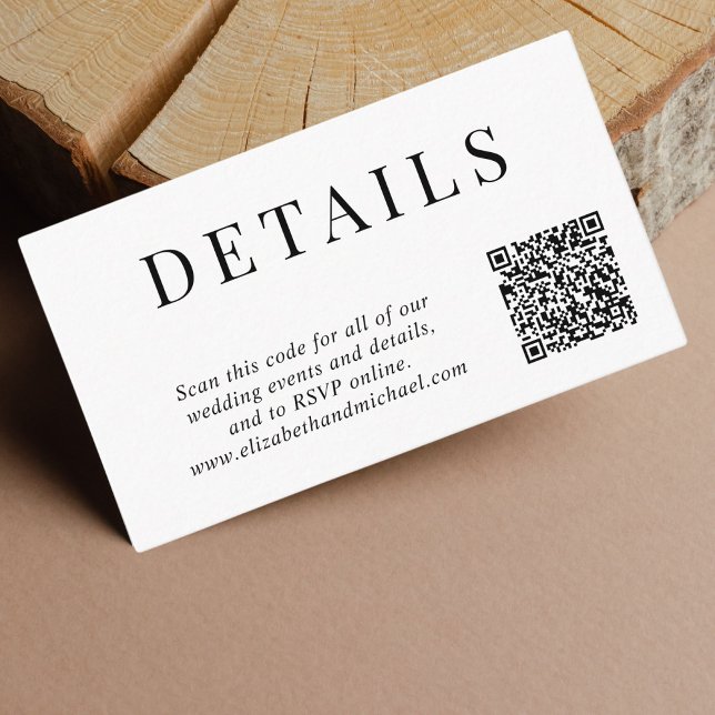Tarjeta De Recepción Detalles elegantes del Boda de código QR (Subido por el creador)
