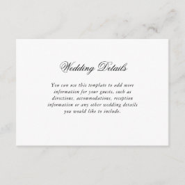 Tarjeta De Recepción Detalles elegantes del Boda de escritura blanco ne