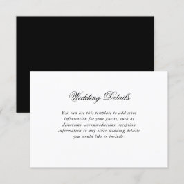 Tarjeta De Recepción Detalles elegantes del Boda de escritura blanco ne