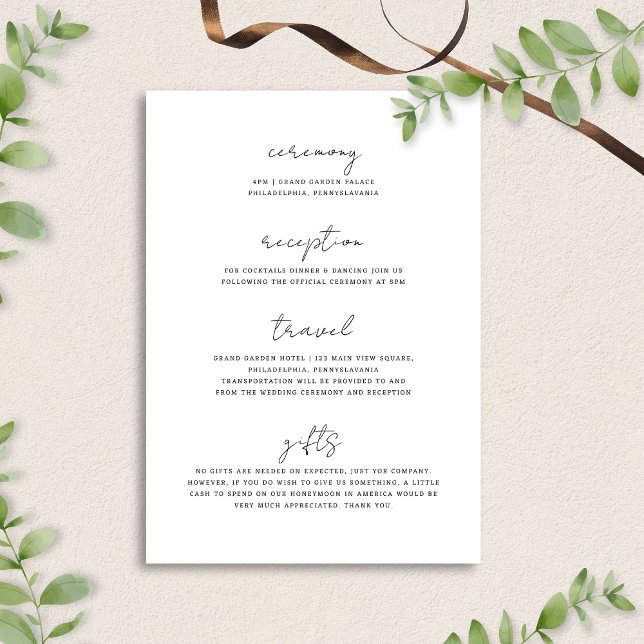 Tarjeta De Recepción Detalles elegantes del Boda de letra de escritura  (Subido por el creador)