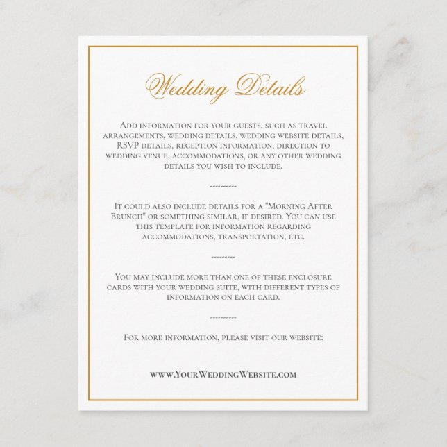 Tarjeta De Recepción Detalles elegantes del Boda de Monograma Amarillo  (Anverso)