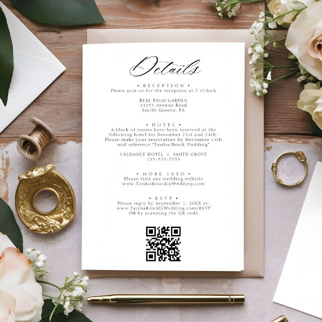 Tarjeta De Recepción Detalles elegantes del boda de monograma escudo bo (Subido por el creador)