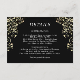 Tarjeta De Recepción Detalles elegantes del Boda de oro negro