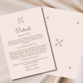 Tarjeta De Recepción Detalles elegantes del Boda de Perla Rosa Beige