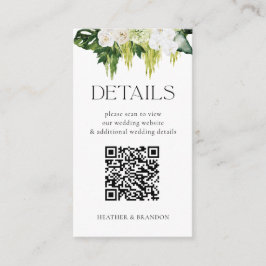 Tarjeta De Recepción Detalles elegantes del Boda de verde de código QR