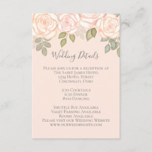 Tarjeta De Recepción Detalles elegantes del Boda floral acuarela de Rub