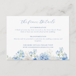 Tarjeta De Recepción Detalles elegantes del Boda floral azul