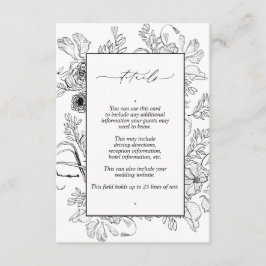 Tarjeta De Recepción Detalles elegantes del Boda floral blanco negro