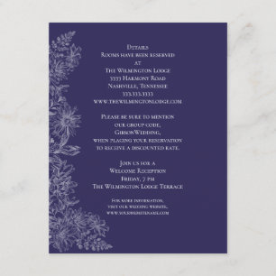 Tarjeta De Recepción Detalles elegantes del Boda floral blanco púrpura