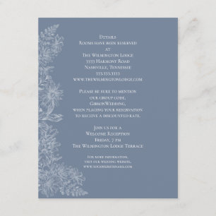 Tarjeta De Recepción Detalles elegantes del Boda floral blanco y gris a