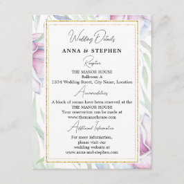 Tarjeta De Recepción Detalles elegantes del Boda floral de Magnolia