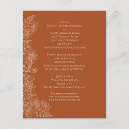 Tarjeta De Recepción Detalles elegantes del Boda Floral de Terra Cotta