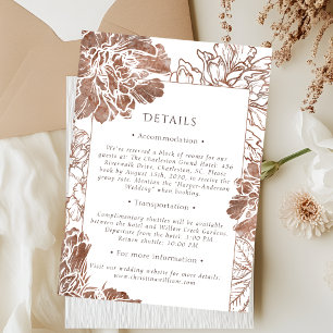 Tarjeta De Recepción Detalles elegantes del Boda floral de Terracota