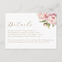 Tarjeta De Recepción Detalles elegantes del Boda Floral Gold de Rubor