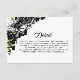 Tarjeta De Recepción Detalles elegantes del Boda floral negro