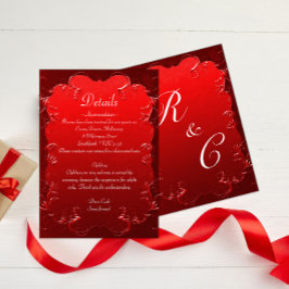 Tarjeta De Recepción Detalles elegantes del Boda rojo