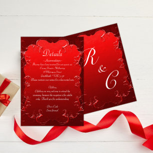 Tarjeta De Recepción Detalles elegantes del Boda rojo