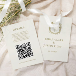 Tarjeta De Recepción Detalles elegantes del código QR del Boda de oro c