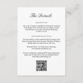 Tarjeta De Recepción Detalles elegantes del código QR del Boda del Escu