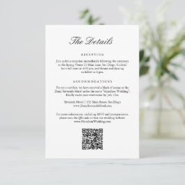 Tarjeta De Recepción Detalles elegantes del código QR del Boda del Escu