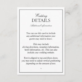 Tarjeta De Recepción Detalles elegantes del guión clásico blanco negro