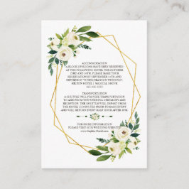Tarjeta De Recepción Detalles elegantes del marco dorado floral verde b