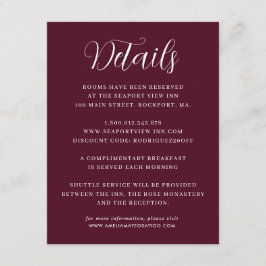 Tarjeta De Recepción Detalles elegantes Minimalistas del Boda rojo de B