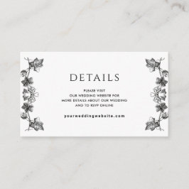 Tarjeta De Recepción Detalles elegantes / u otro Boda floral negro