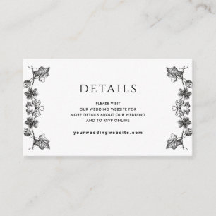 Tarjeta De Recepción Detalles elegantes / u otro Boda floral negro