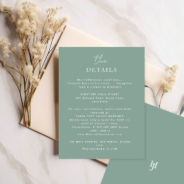 Tarjeta De Recepción Detalles elegantes y atemporales del Boda verde