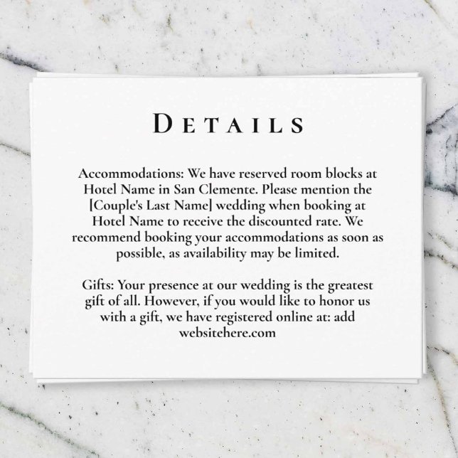 Tarjeta De Recepción Detalles elegantes y modernos de Boda (Subido por el creador)