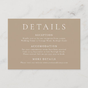 Tarjeta De Recepción Detalles elegantes y modernos de Boda de color cla
