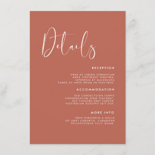 Tarjeta De Recepción Detalles elegantes y modernos del boda de arcilla