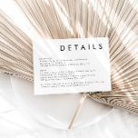 Tarjeta De Recepción Detalles Elegantes Y Sencillos De Boda Blanco Y Ne<br><div class="desc">Esta es una elegante y moderna tarjeta de detalles de boda con un diseño minimalista. Todos los colores son editables. // Para encontrar diseños coincidentes, busque "HARLOW" en la tienda Sincerely By Nicole Zazzle. * Si te gusta este diseño pero no lo ves disponible para algo que estás buscando, por...</div>