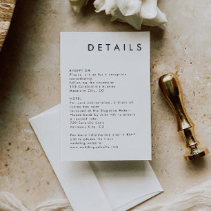 Tarjeta De Recepción Detalles Elegantes Y Sencillos De Boda Blanco Y Ne