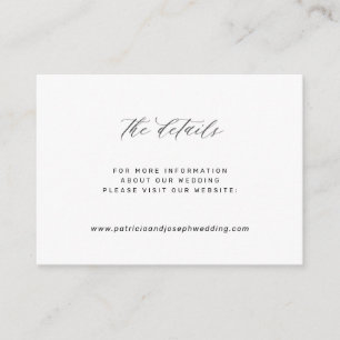 Tarjeta De Recepción Detalles elegantes y sencillos del sitio web boda