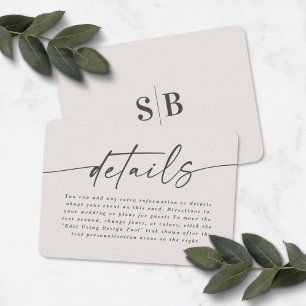 Tarjeta De Recepción Detalles elegantes y simples de Boda de marfil fue