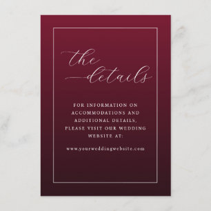 Tarjeta De Recepción Detalles en cursiva granate elegante