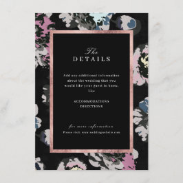 Tarjeta De Recepción Detalles florales abstractos de boda clásica moder