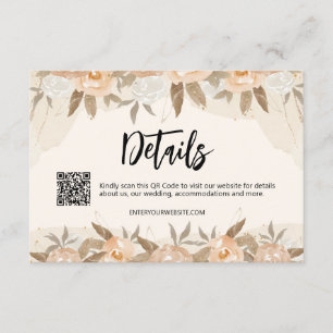 Tarjeta De Recepción Detalles Florales Acuarela de Melocotón Rústico