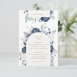 Tarjeta De Recepción detalles florales azules de acuarela