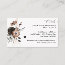 Tarjeta De Recepción Detalles Florales Boho Negros y Naturales Sm