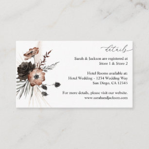 Tarjeta De Recepción Detalles Florales Boho Negros y Naturales Sm