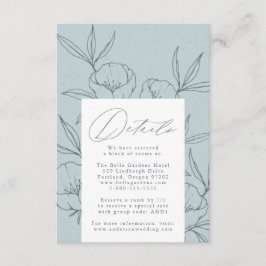 Tarjeta De Recepción Detalles Florales Botánicos Modernos de Boda Azule