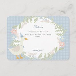 Tarjeta De Recepción Detalles florales de Blue Silly Goose Gingham