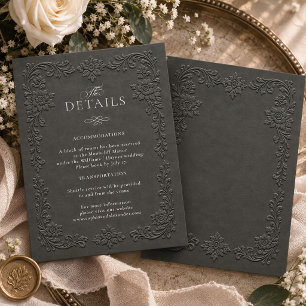 Tarjeta De Recepción Detalles florales de estilo elegante con relieve e