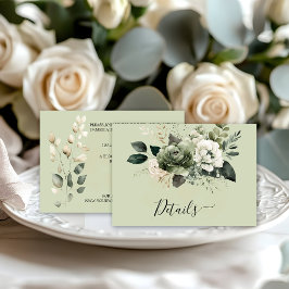 Tarjeta De Recepción Detalles Florales de Eucalipto Verde Salvia |