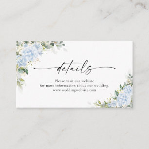 Tarjeta De Recepción Detalles Florales de Hortensia Azul Incluido