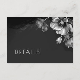 Tarjeta De Recepción Detalles Florales de Plata y Negro